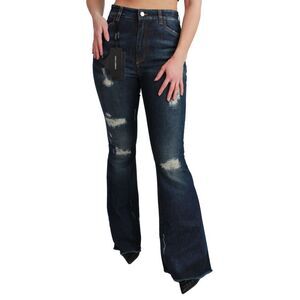 Dolce & Gabbana Distressed Bell Bottom Jeans Women Blue Jeans & Pants